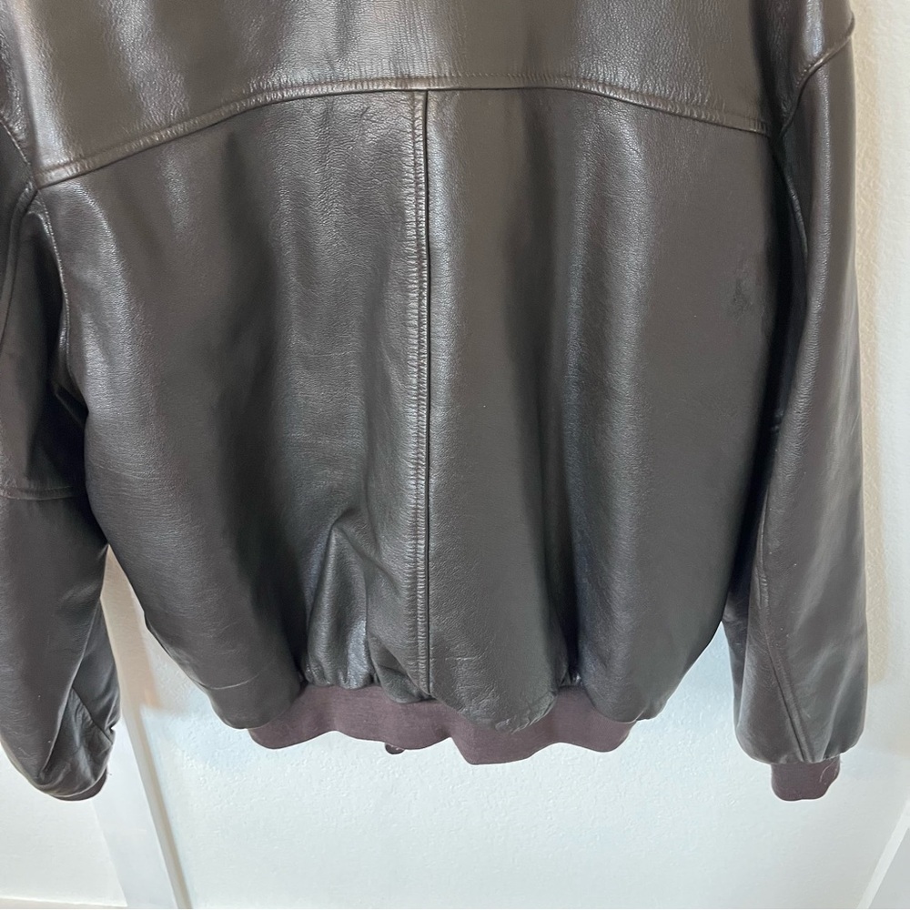 Vintage LL Bean Men's XL Goatskin Leather Bomber Coat - Picture 7 of 11